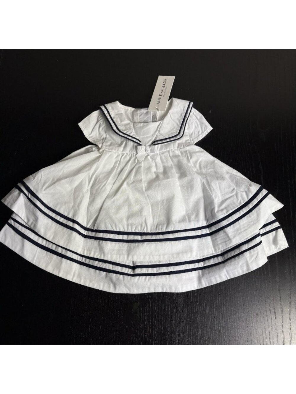 NWT JANIE and JACK Baby Girl 0-3M White Sailor Style Classic Dress